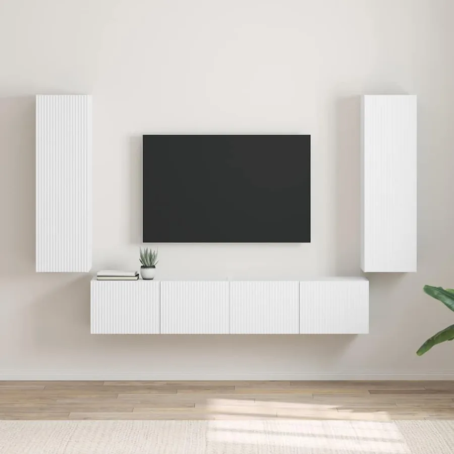 Meuble TV mural 2 pcs Blanc 30 x 31 x 100 cm Bois d'ingénierie