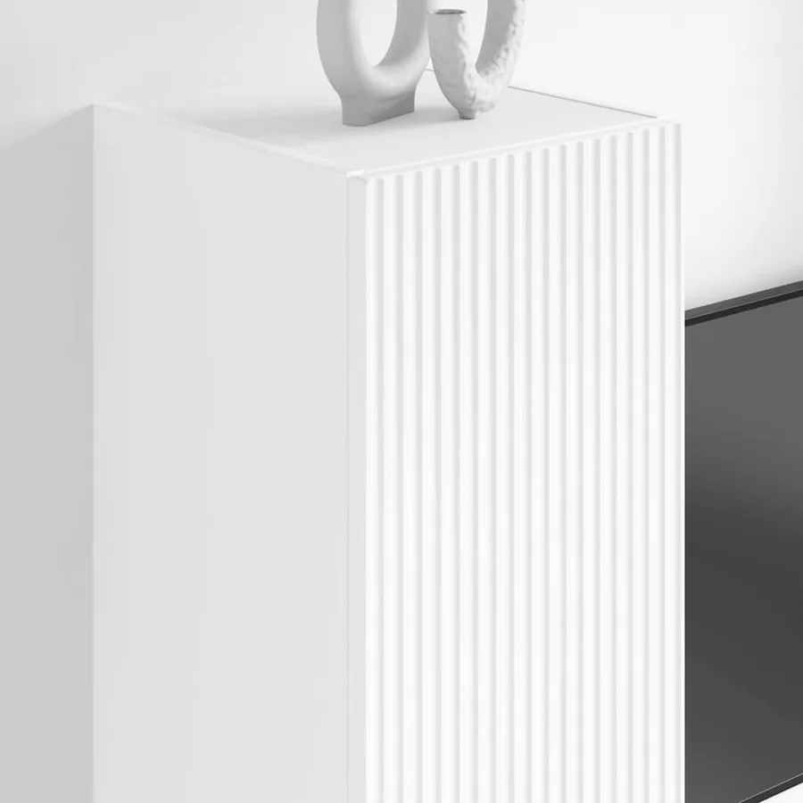 Meuble TV mural 2 pcs Blanc 30 x 31 x 100 cm Bois d'ingénierie - 4
