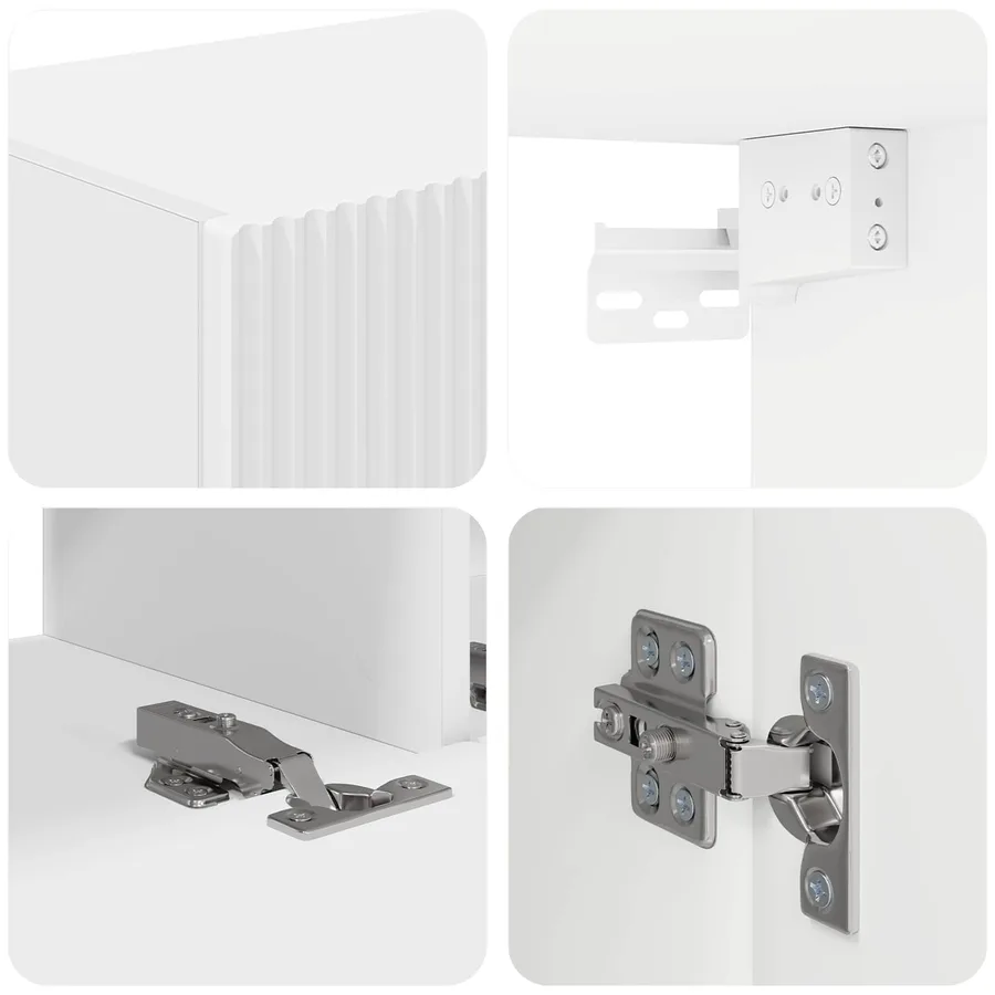 Ensemble meuble TV Montage mural 4 pcs Blanc Bois d'ingénierie - 8