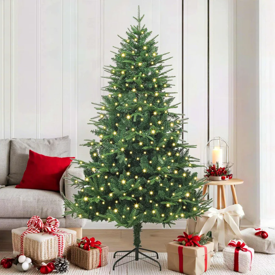 Sapin de Noël artificiel pré-éclairé Vert 180 cm PVC et PE