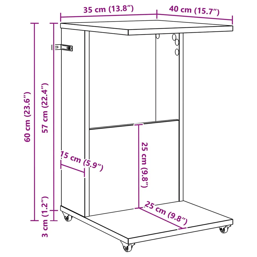 Table d'appoint Chêne Sonoma 40 x 35 x 60 cm Bois d'ingénierie - 11