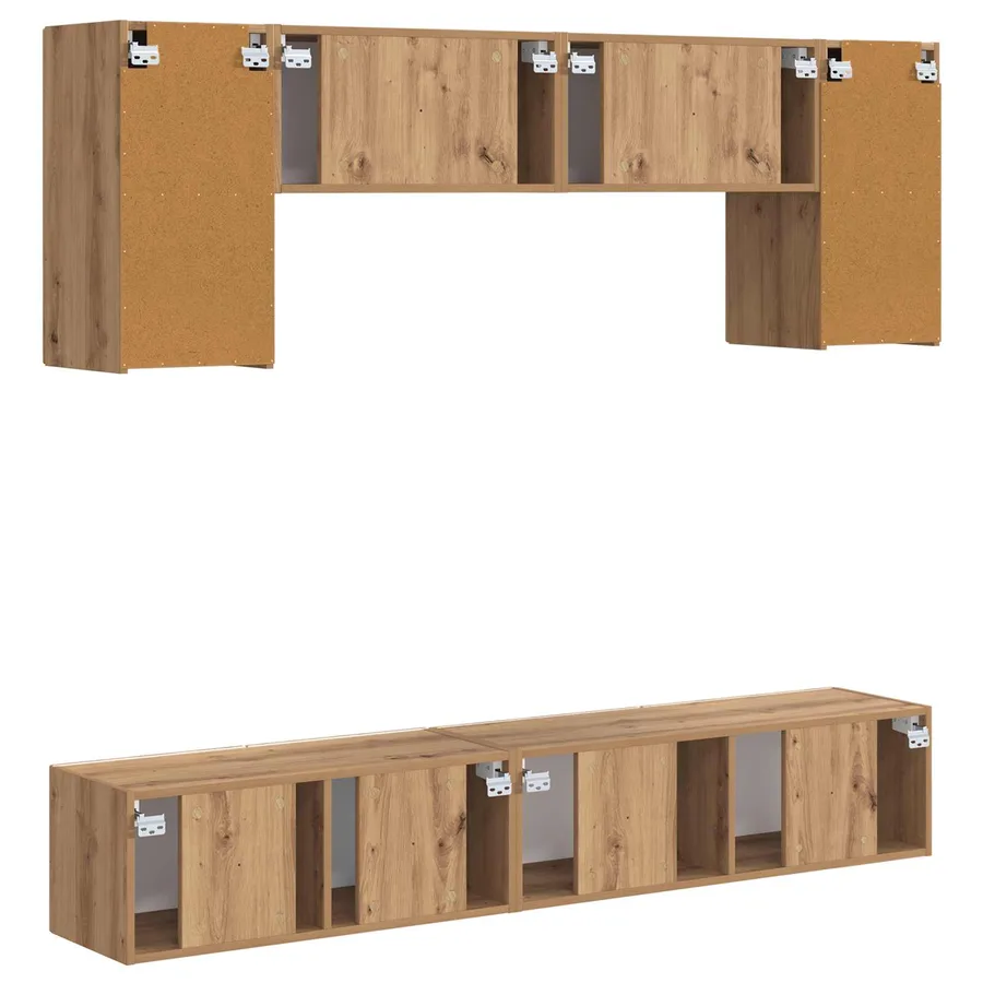 Ensemble meuble TV 4 pcs Chêne artisanal Bois d'ingénierie - 10