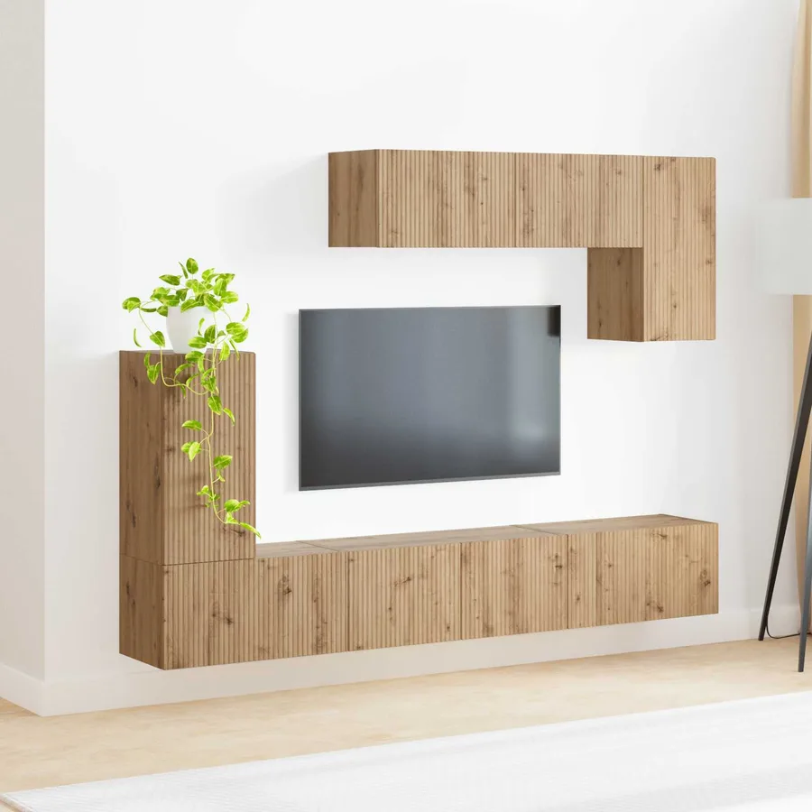 Ensemble meuble TV 4 pcs Chêne artisanal Bois d'ingénierie - 4