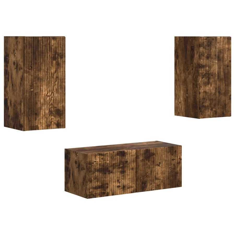 Ensemble meuble TV 2 pcs Chêne fumé Bois d'ingénierie - 2