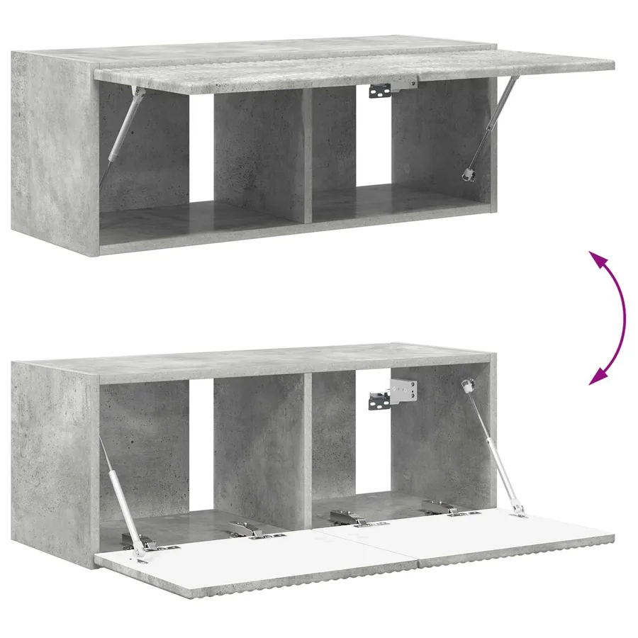 Ensemble meuble TV 2 pcs Gris béton Bois d'ingénierie - 10