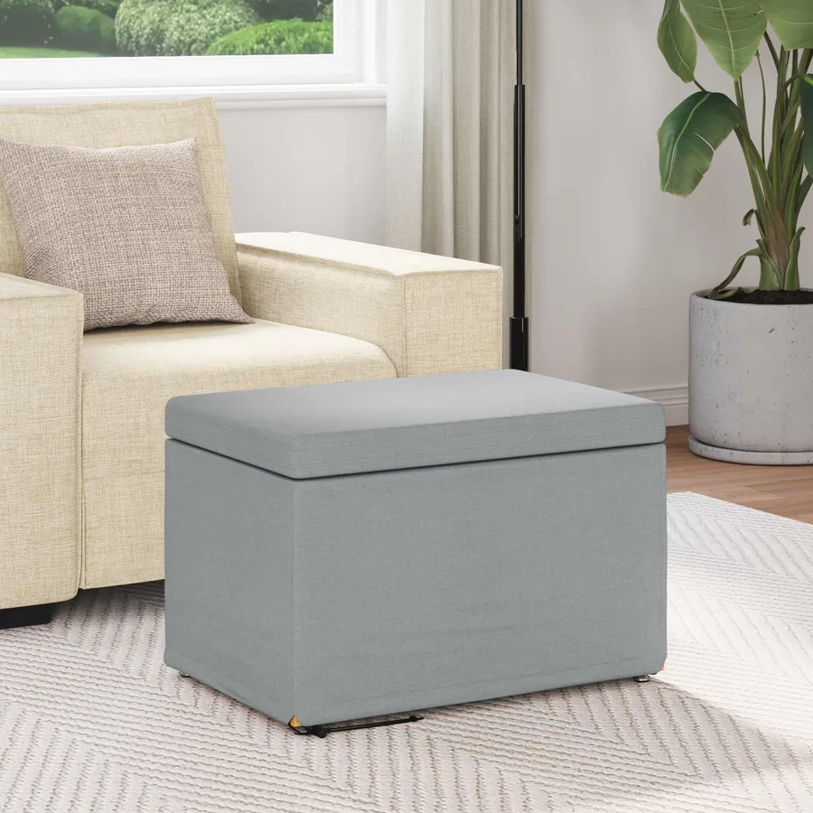 Tabouret Gris clair 61 x 41 x 40 cm Tissu et bois stratifié - 3