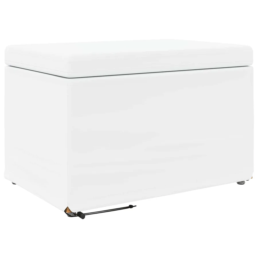 Tabouret Blanc Cuir Synthétique et Bois Composite - 2