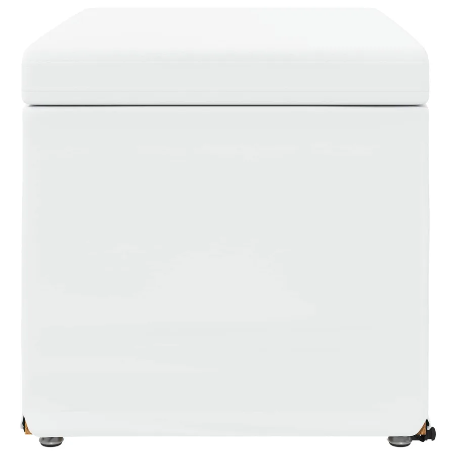 Tabouret Blanc Cuir Synthétique et Bois Composite - 5