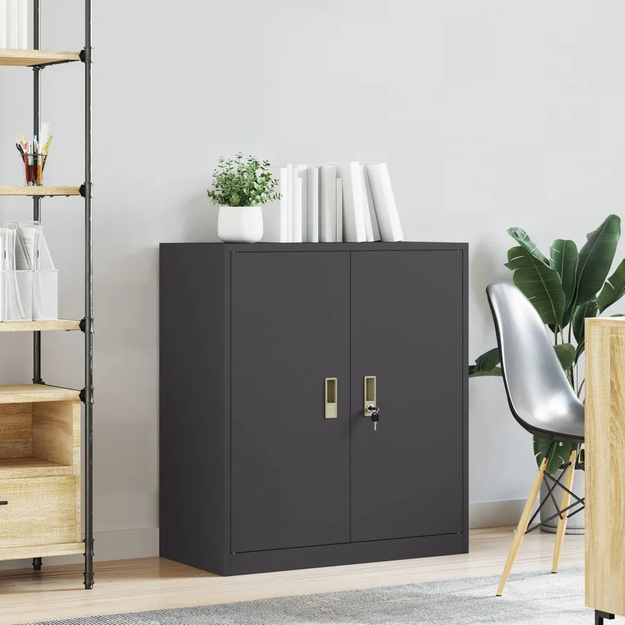 Armoire de rangement Noir 80 x 40 x 90 cm Acier - 4