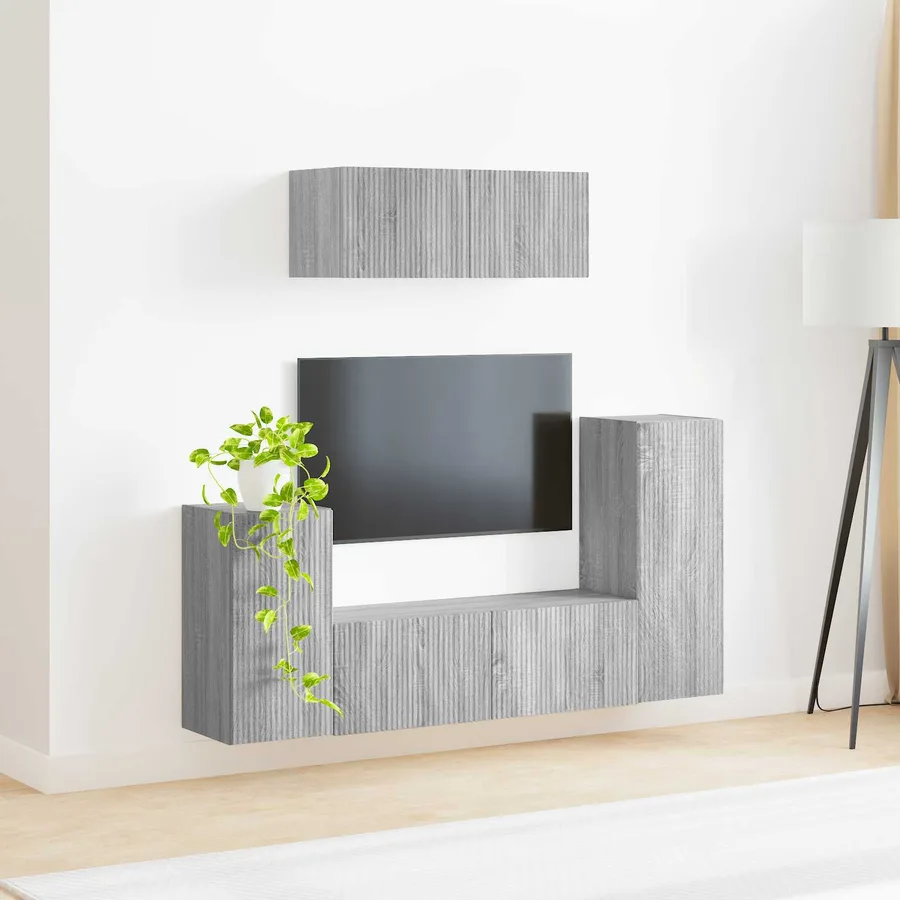 Ensemble meuble TV 4 pcs Gris Sonoma Bois d'ingénierie - 4