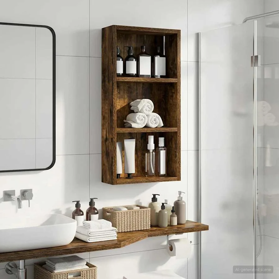 Armoire murale de salle de bain Chêne Fumé 30 x 10 x 60,5 cm - 5