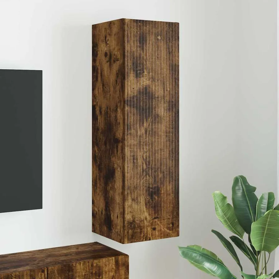 Meuble TV mural Chêne fumé 30 x 31 x 100 cm Bois d'ingénierie