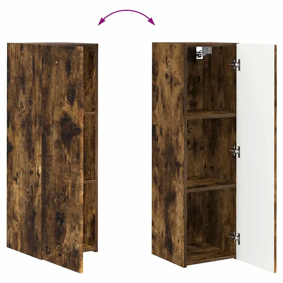 Meuble TV mural Chêne fumé 30 x 31 x 100 cm Bois d'ingénierie - 12