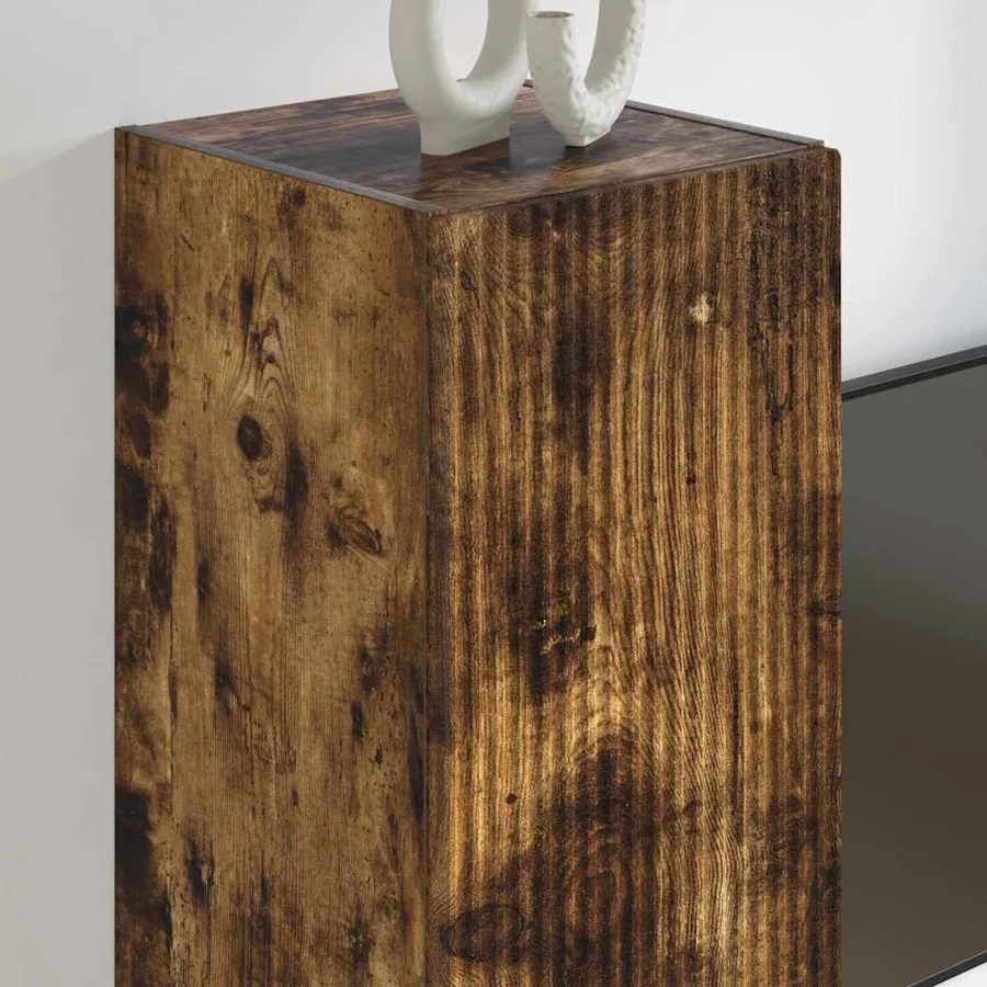 Meuble TV mural Chêne fumé 30 x 31 x 100 cm Bois d'ingénierie - 4