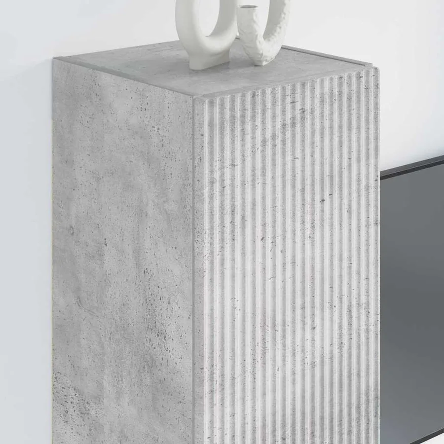 Meuble TV mural Béton 30 x 31 x 80 cm Bois d'ingénierie - 4