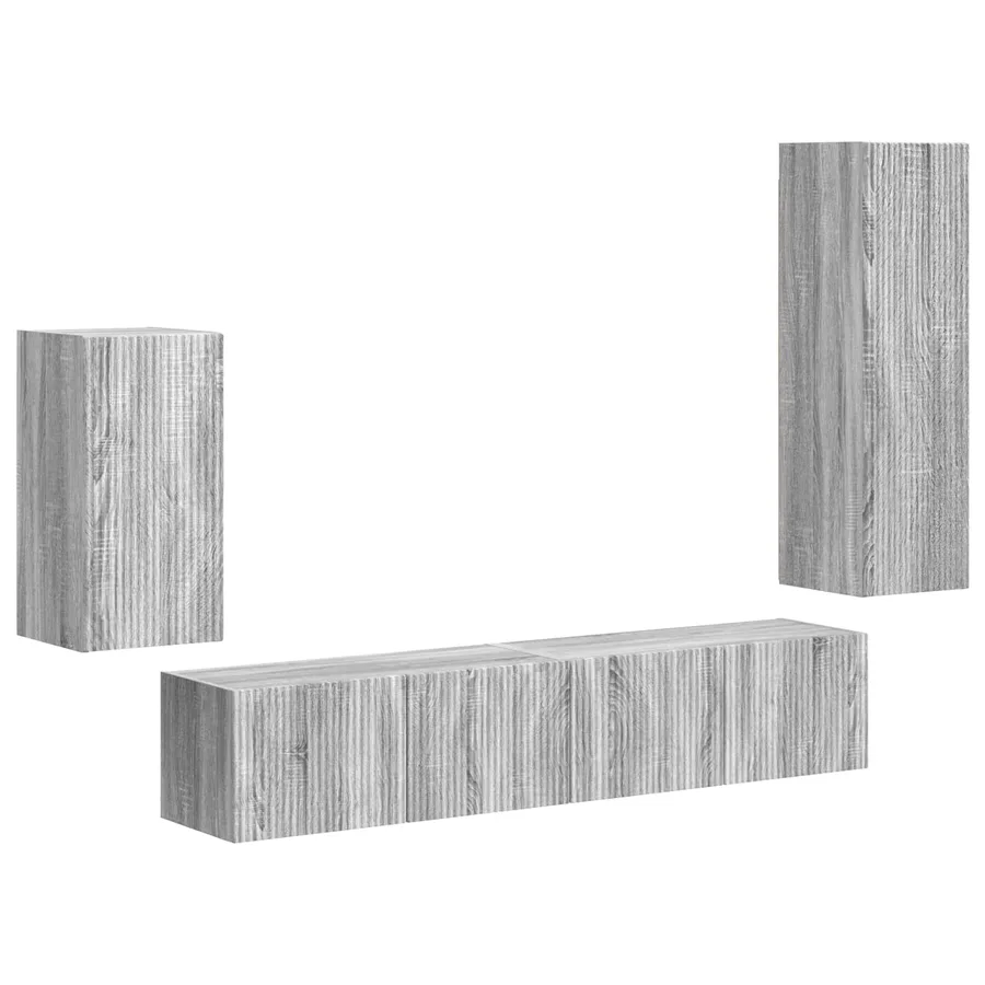 Ensemble meuble TV 4 pcs Gris Sonoma Bois d'ingénierie - 2