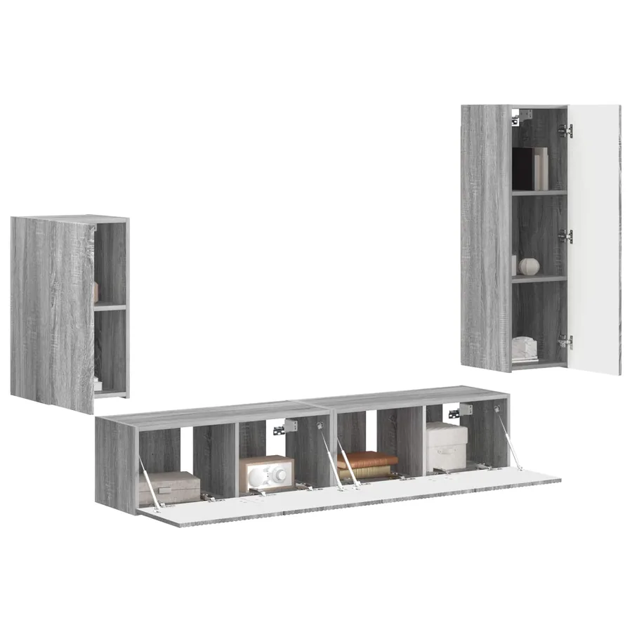 Ensemble meuble TV 4 pcs Gris Sonoma Bois d'ingénierie - 3