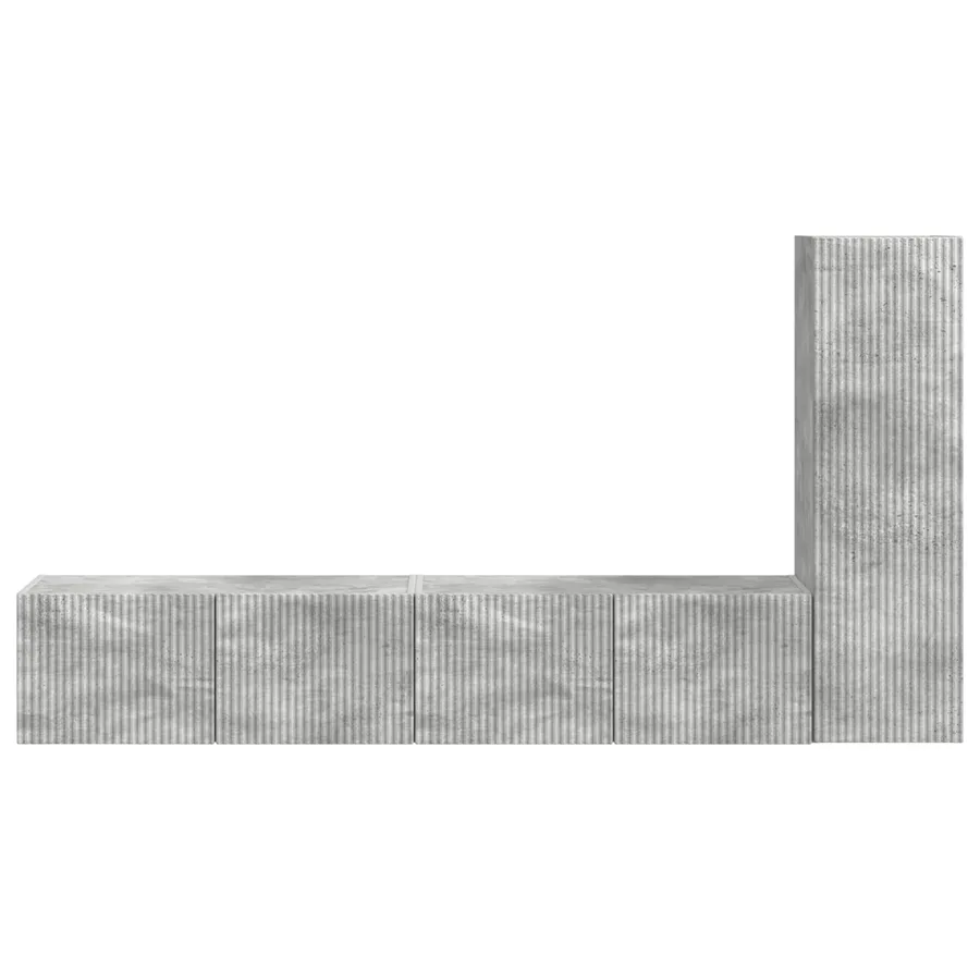 Ensemble meuble TV 3 pcs Gris béton Bois d'ingénierie - 7