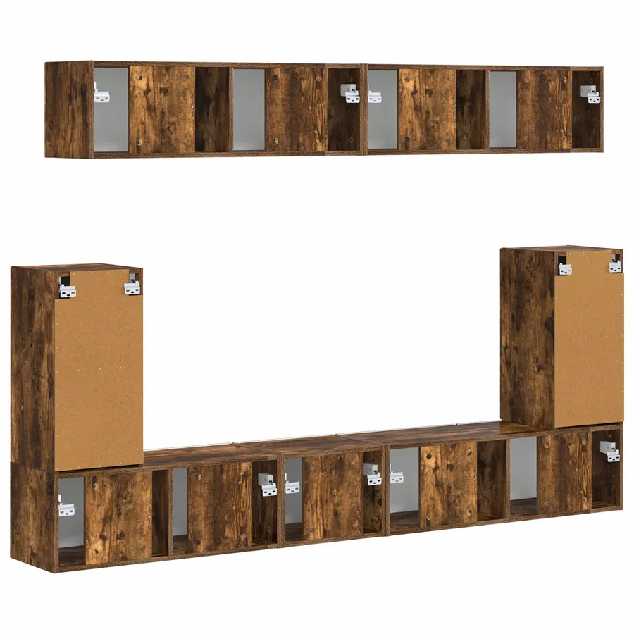 Ensemble meuble TV 5 pcs Chêne fumé Bois d'ingénierie - 10