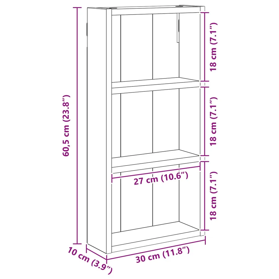 Armoire murale de salle de bain Chêne Sonoma 30 x 10 x 60,5 cm - 10