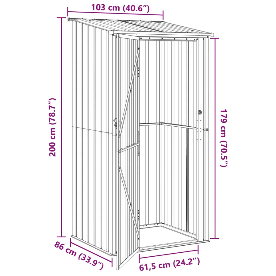 Cabanons de jardin Anthracite 103 x 86 x 200 cm Métал - 11