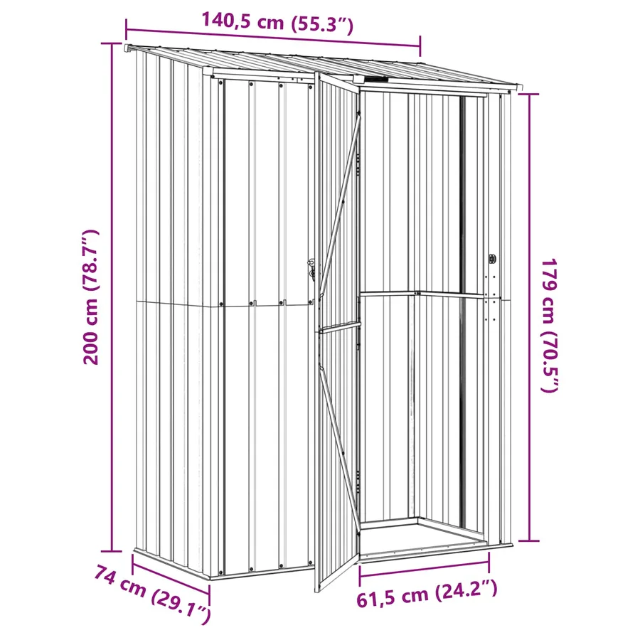 Cabanons de jardin Anthracite 140,5 x 74 x 200 cm Métал - 11