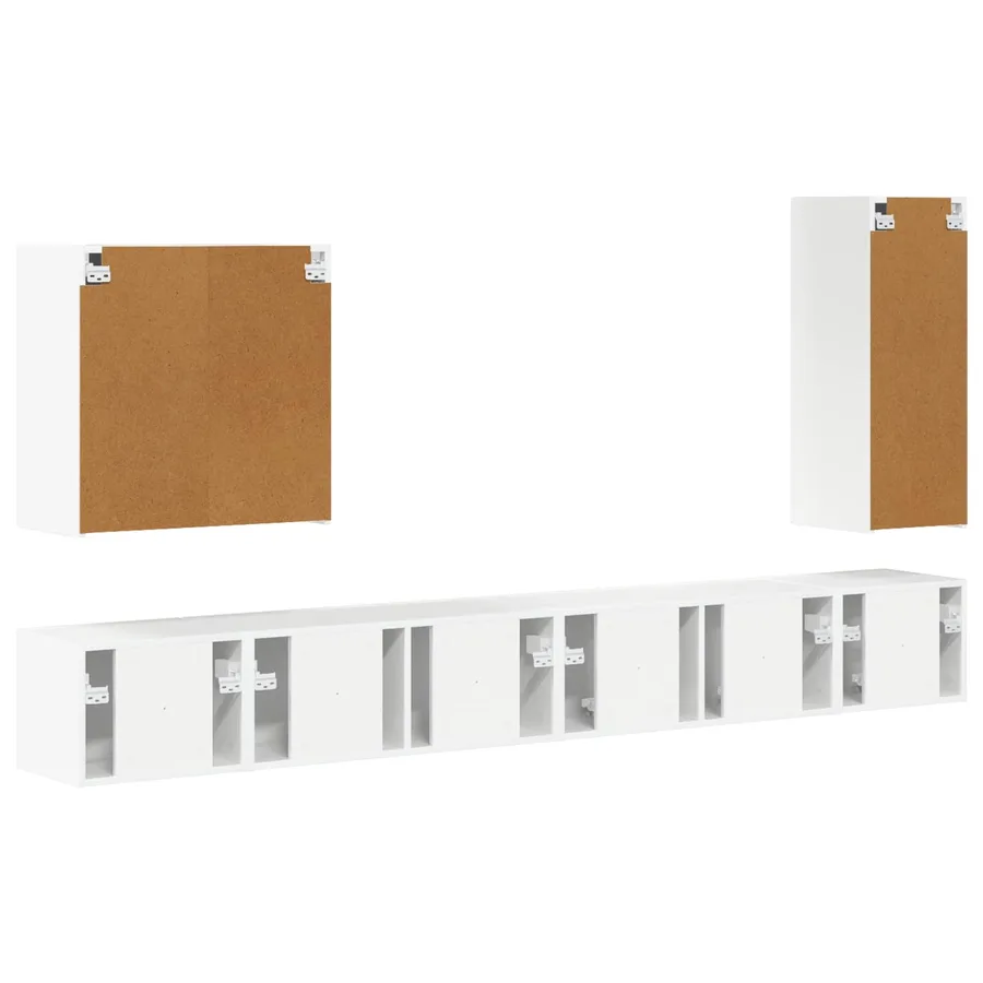 Ensemble de meuble TV mural Montage mural 6 pcs Blanc brillant - 8