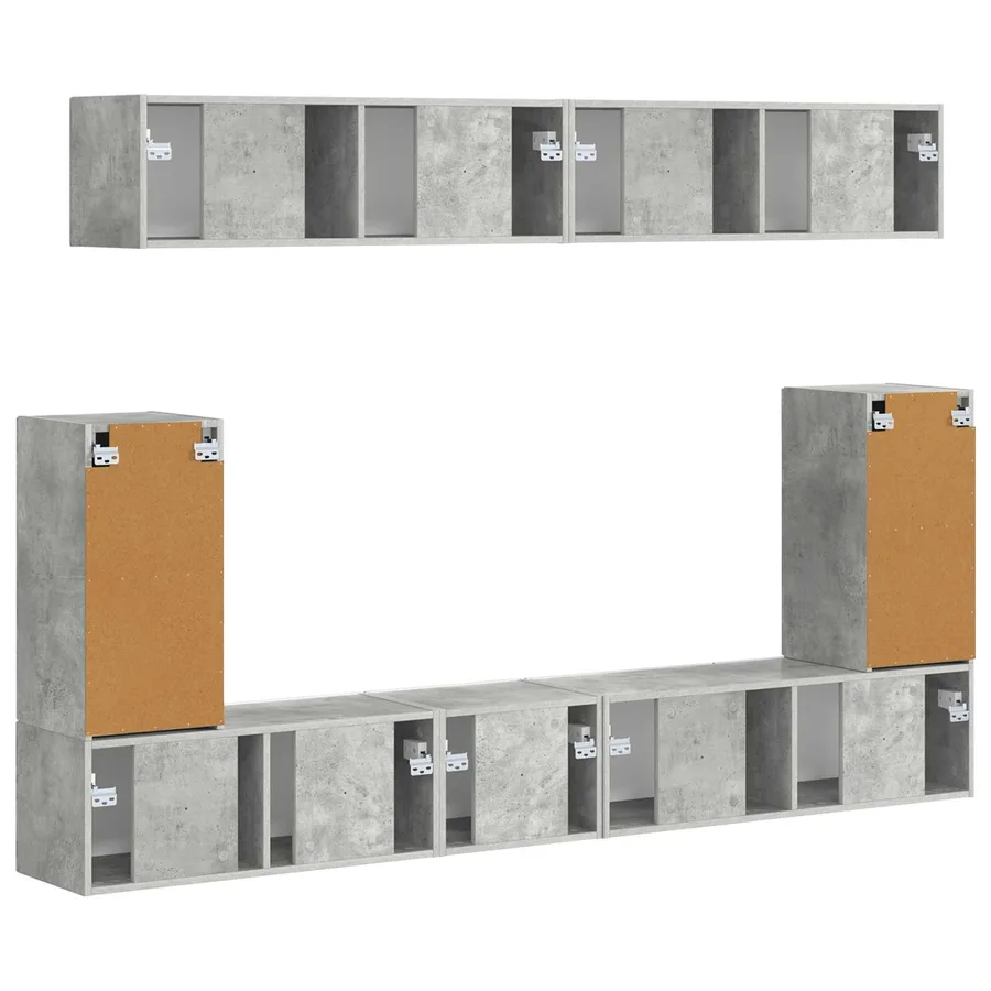 Ensemble meuble TV 5 pcs Gris béton Bois d'ingénierie - 8