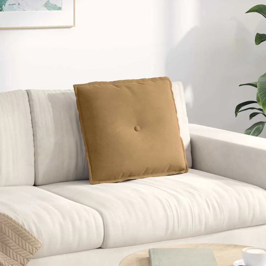 Coussin de Dos Marron 50 x 45 cm Tissu en velours côtelé