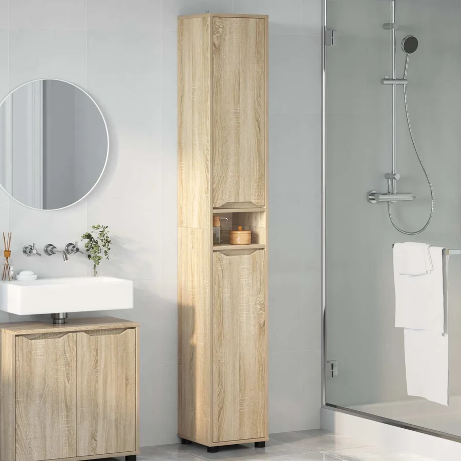 Cabinet de salle de bain Chêne Sonoma 30,5 x 30 x 195 cm - 4