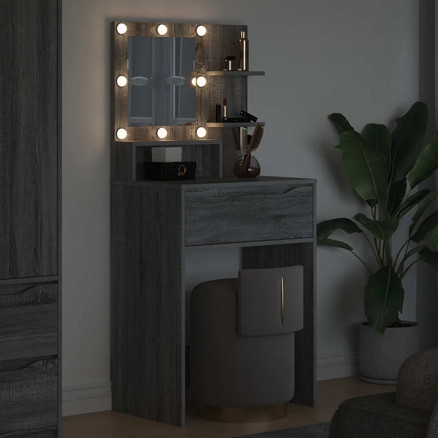 Tables de maquillage pour chambre avec tiroir Gris Sonoma - 4