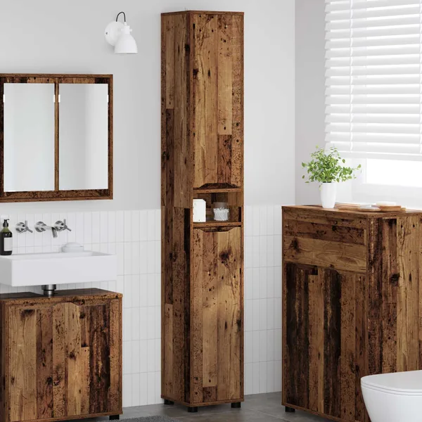 Cabinet de salle de bain Bois Ancien 30,5 x 30 x 195 cm