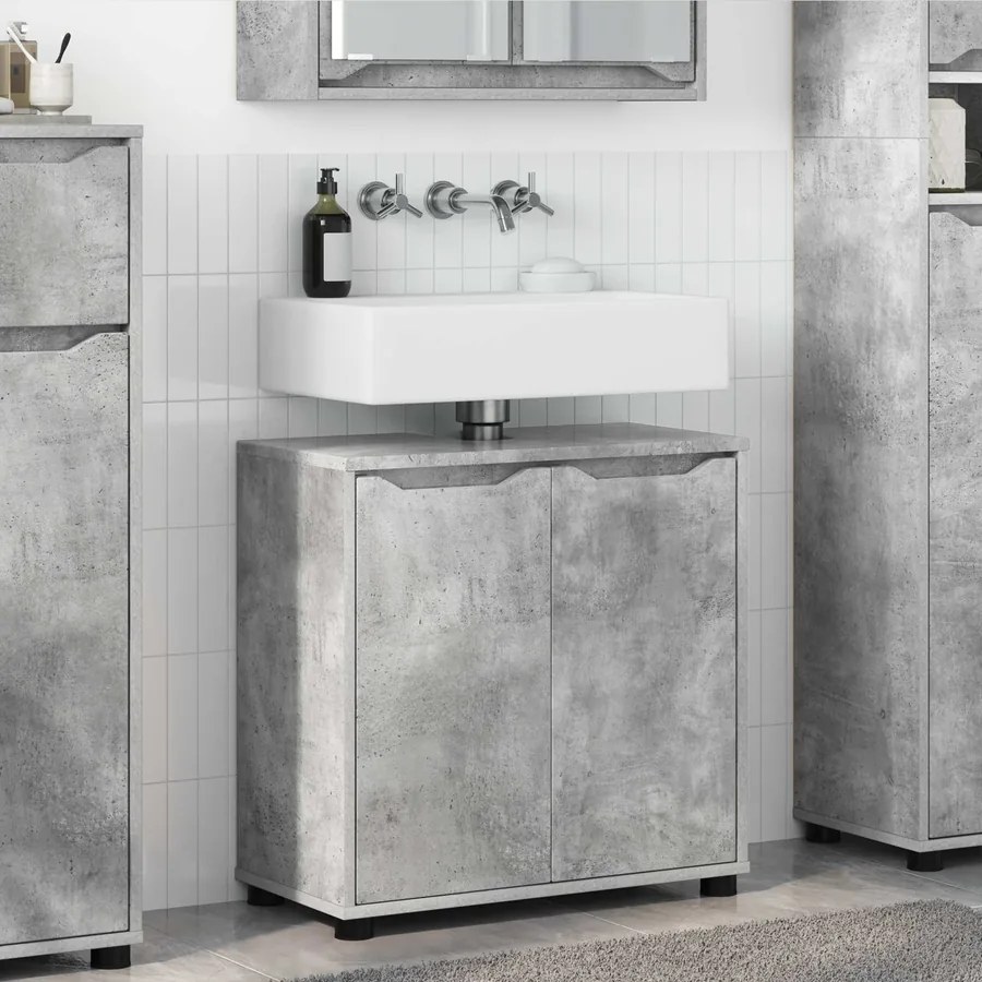 Armoire de lavabo de salle de bain Gris béton 60 x 30 x 60 cm