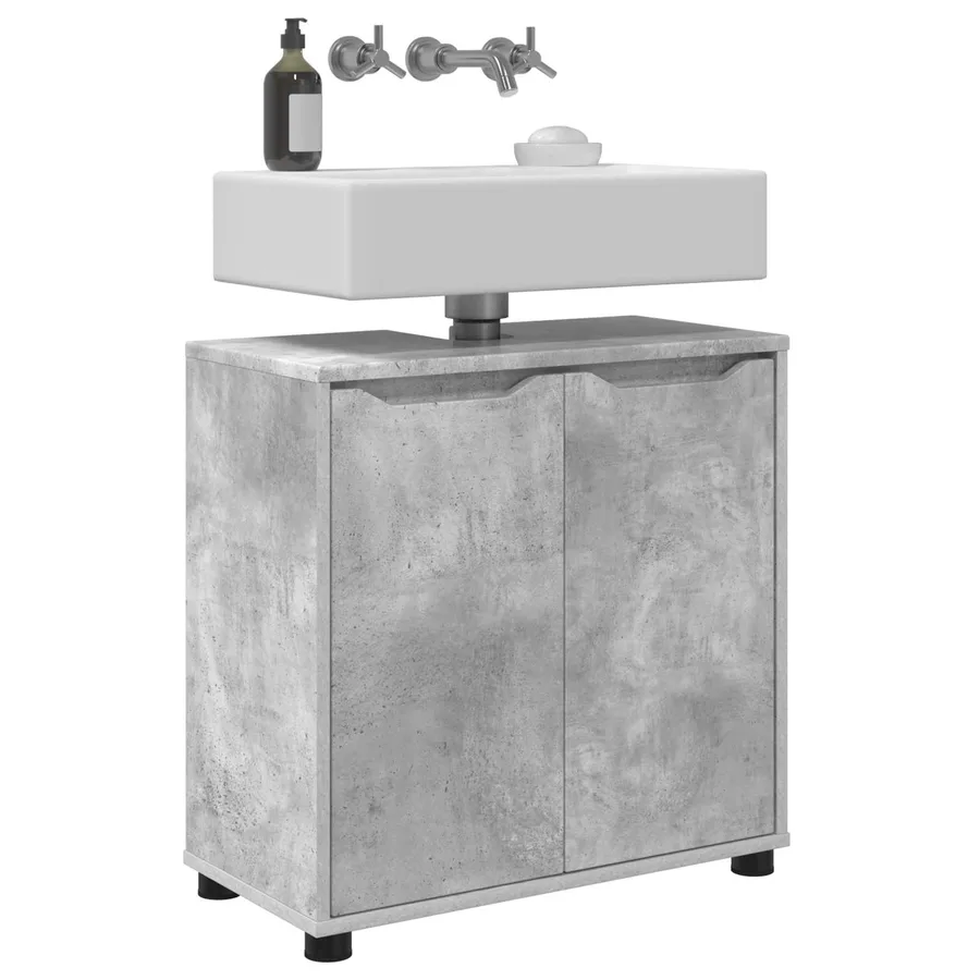Armoire de lavabo de salle de bain Gris béton 60 x 30 x 60 cm - 3