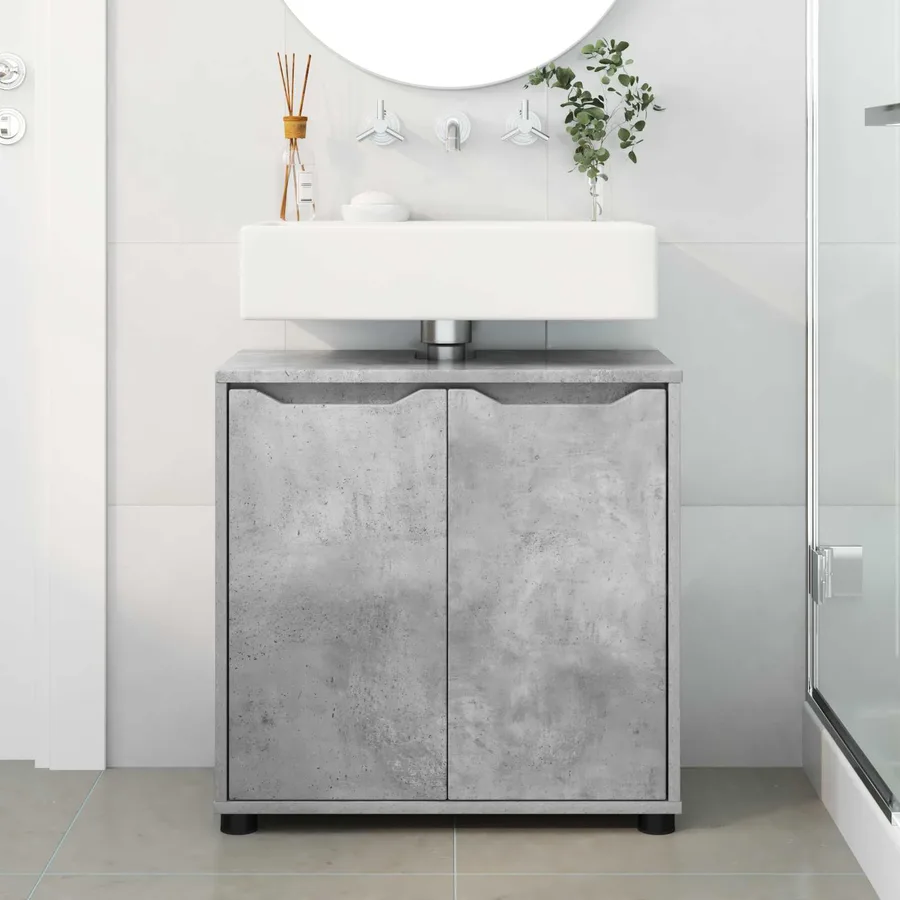Armoire de lavabo de salle de bain Gris béton 60 x 30 x 60 cm - 4