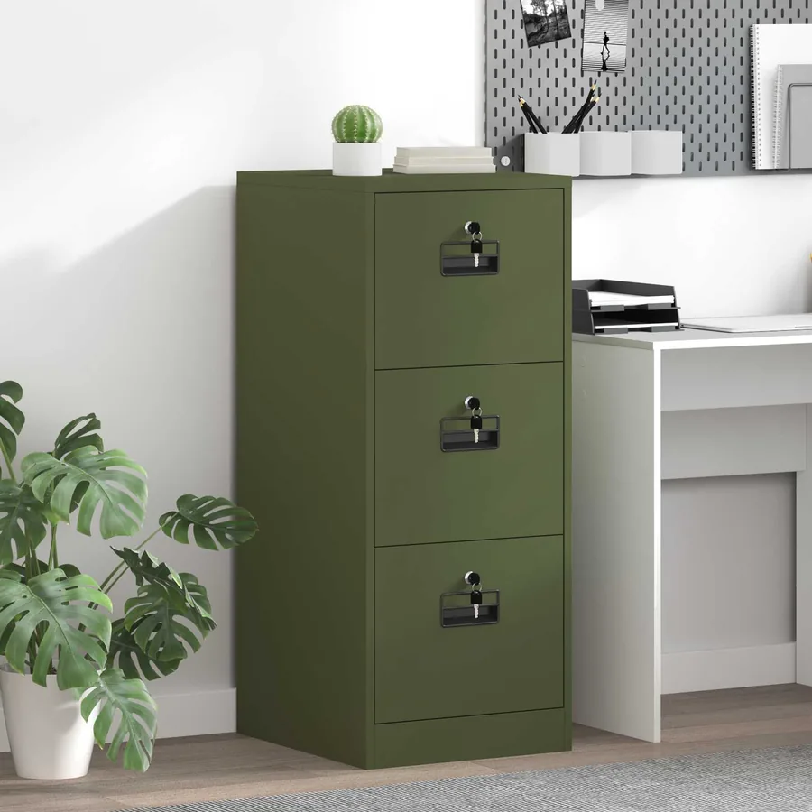 Cabinet de Dossier avec tiroir Vert olive 44 x 50 x 106.5 cm
