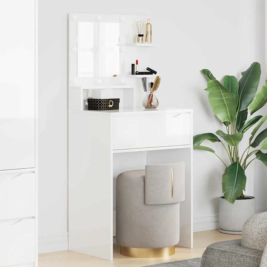 Tables de maquillage pour chambre avec tiroir Blanc brillant