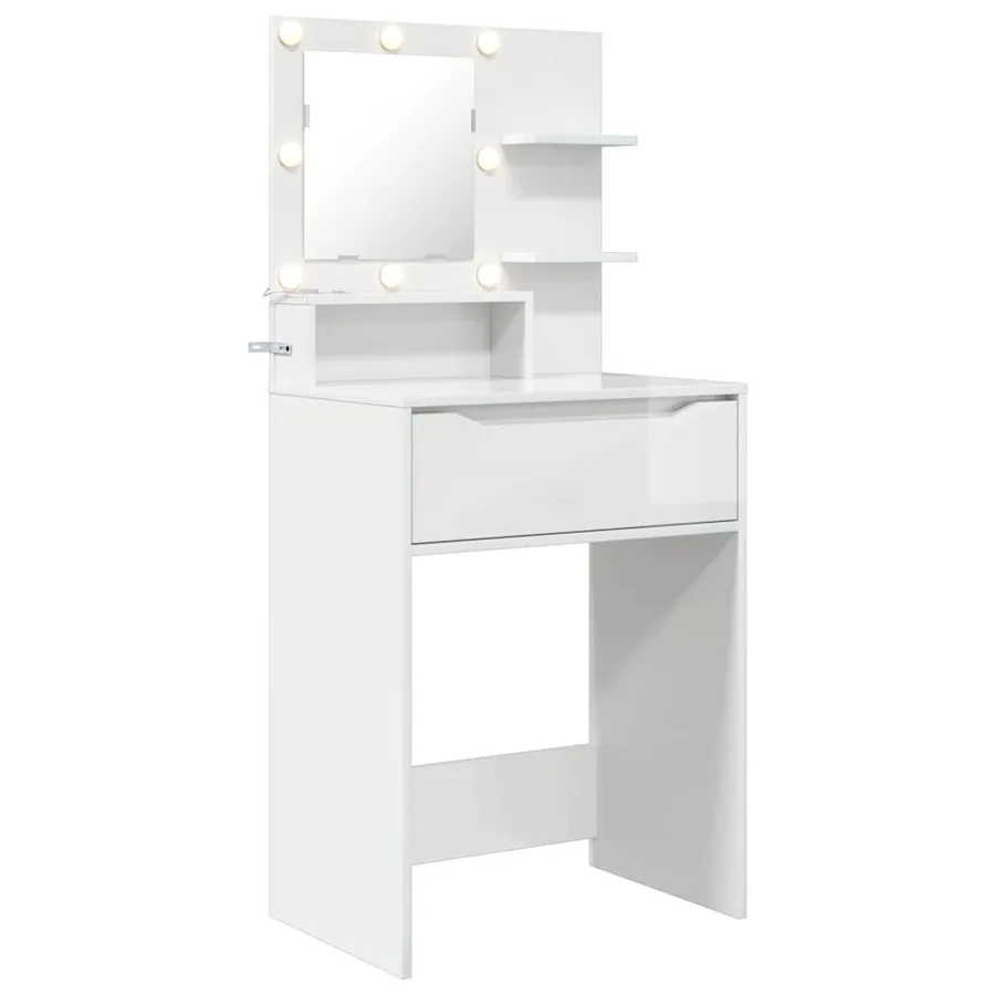 Tables de maquillage pour chambre avec tiroir Blanc brillant - 2