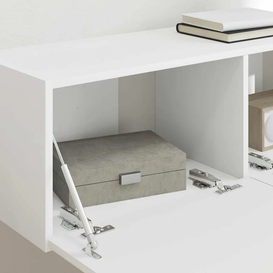 Meuble TV mural Blanc 98 x 31 x 29,5 cm Bois d'ingénierie - 4