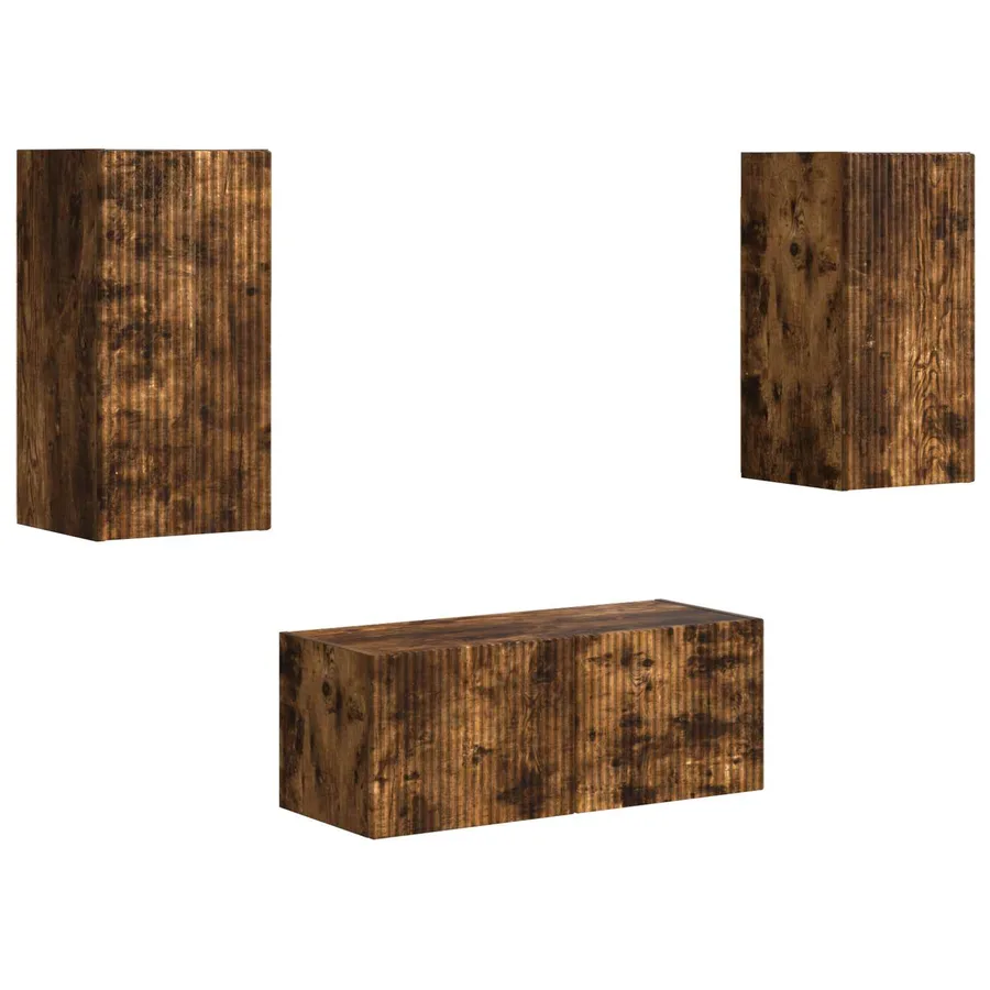 Ensemble meuble TV 6 pcs Chêne fumé Bois d'ingénierie - 2