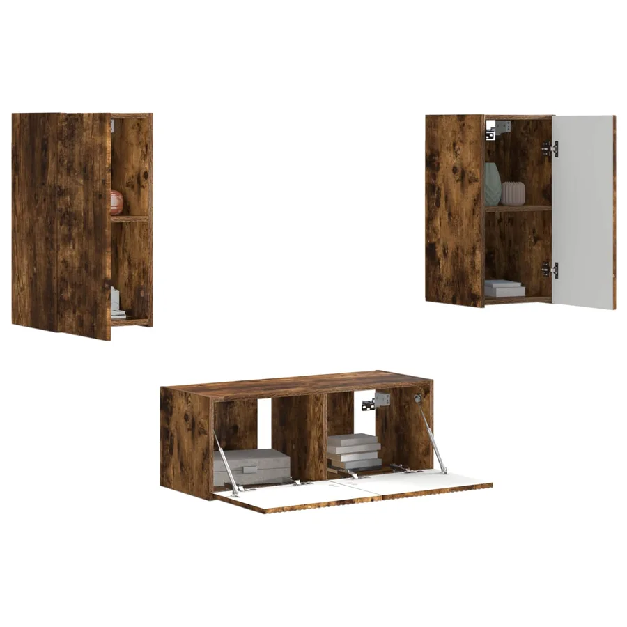 Ensemble meuble TV 6 pcs Chêne fumé Bois d'ingénierie - 3