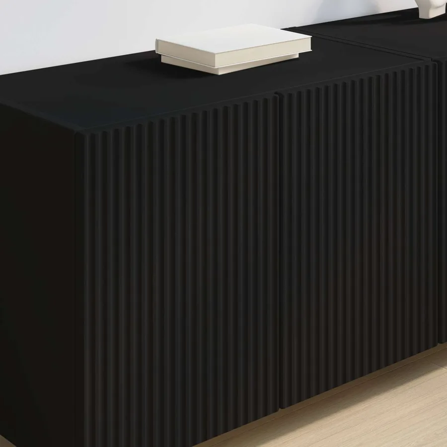 Meuble TV mural Noir 59,5 x 31 x 40 cm Bois d'ingénierie - 4