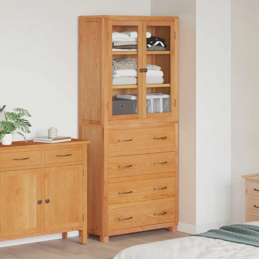 Ensemble de meubles de rangement 2 pc Naturel 80 x 35 x 185 cm