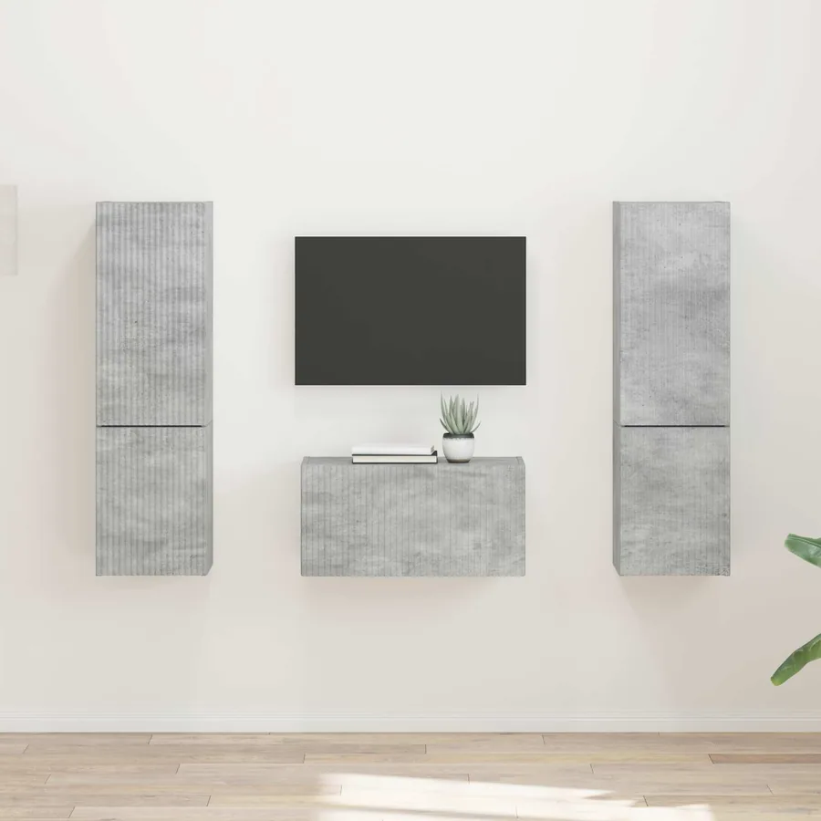 Ensemble meuble TV 5 pcs Gris béton Bois d'ingénierie
