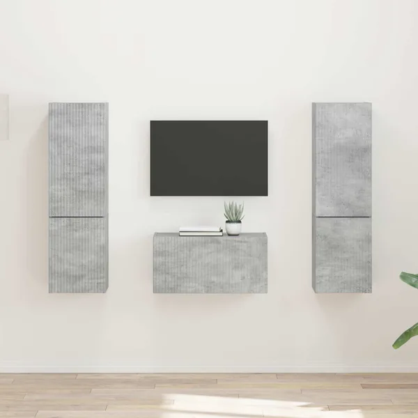 Ensemble meuble TV 5 pcs Gris béton Bois d'ingénierie