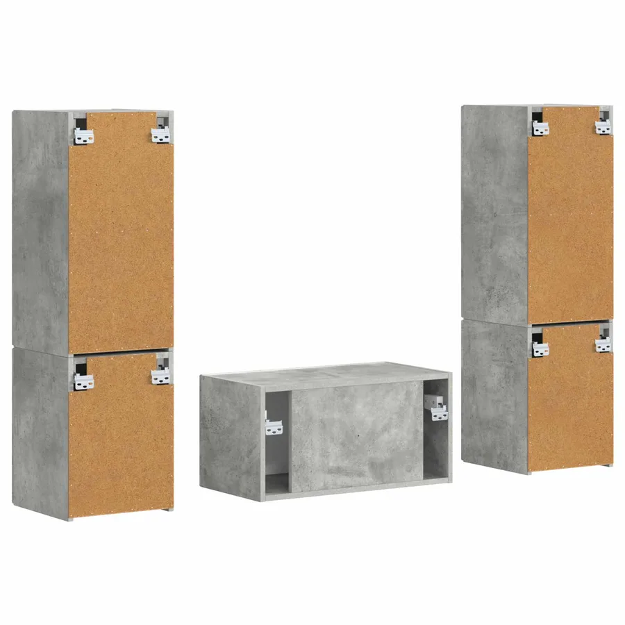 Ensemble meuble TV 5 pcs Gris béton Bois d'ingénierie - 9