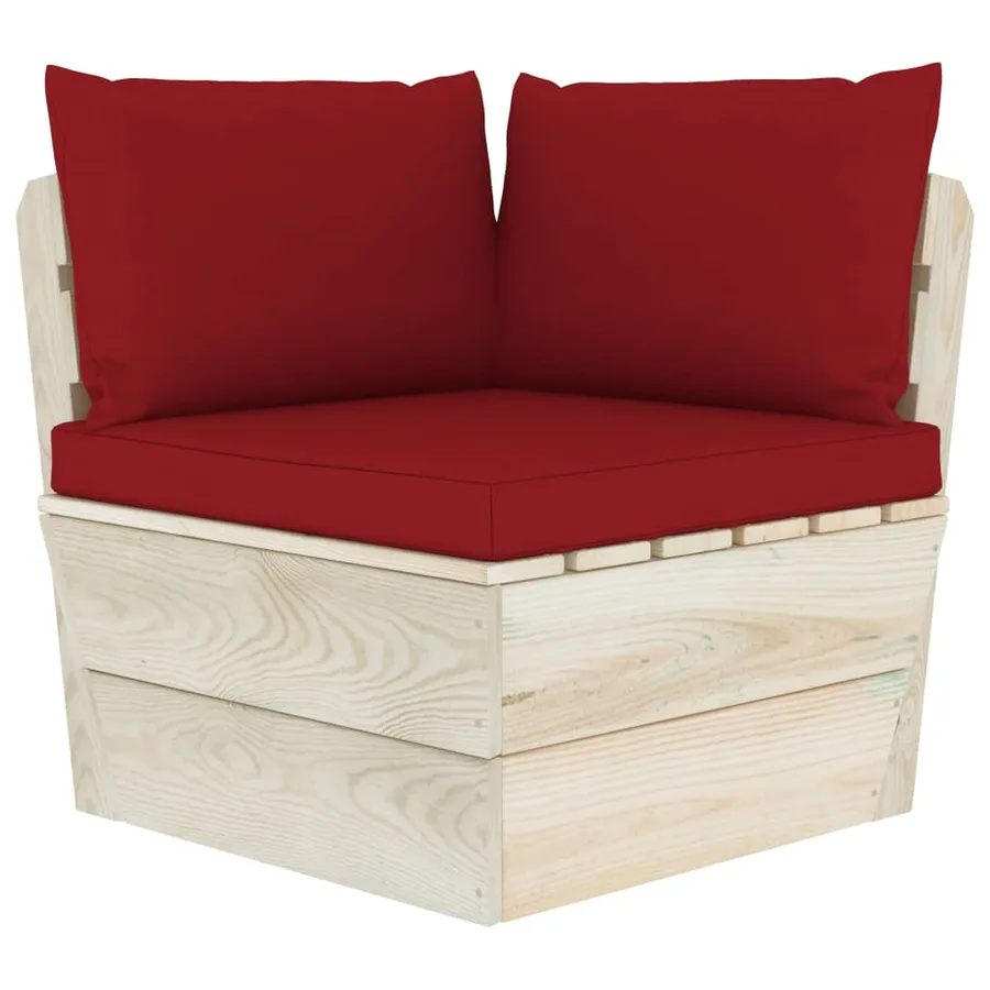 Canapé d'angle palette de jardin avec coussins Épicéa imprégné - 2