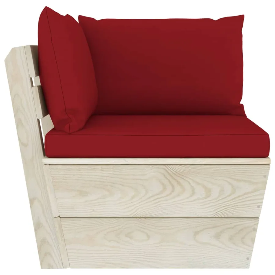 Canapé d'angle palette de jardin avec coussins Épicéa imprégné - 3