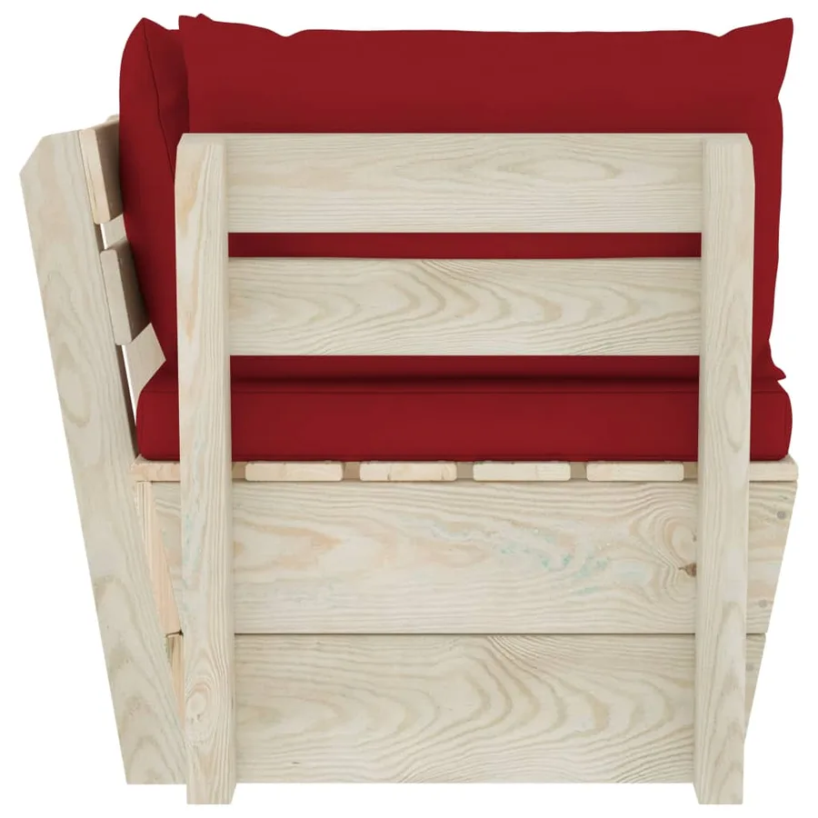 Canapé d'angle palette de jardin avec coussins Épicéa imprégné - 4