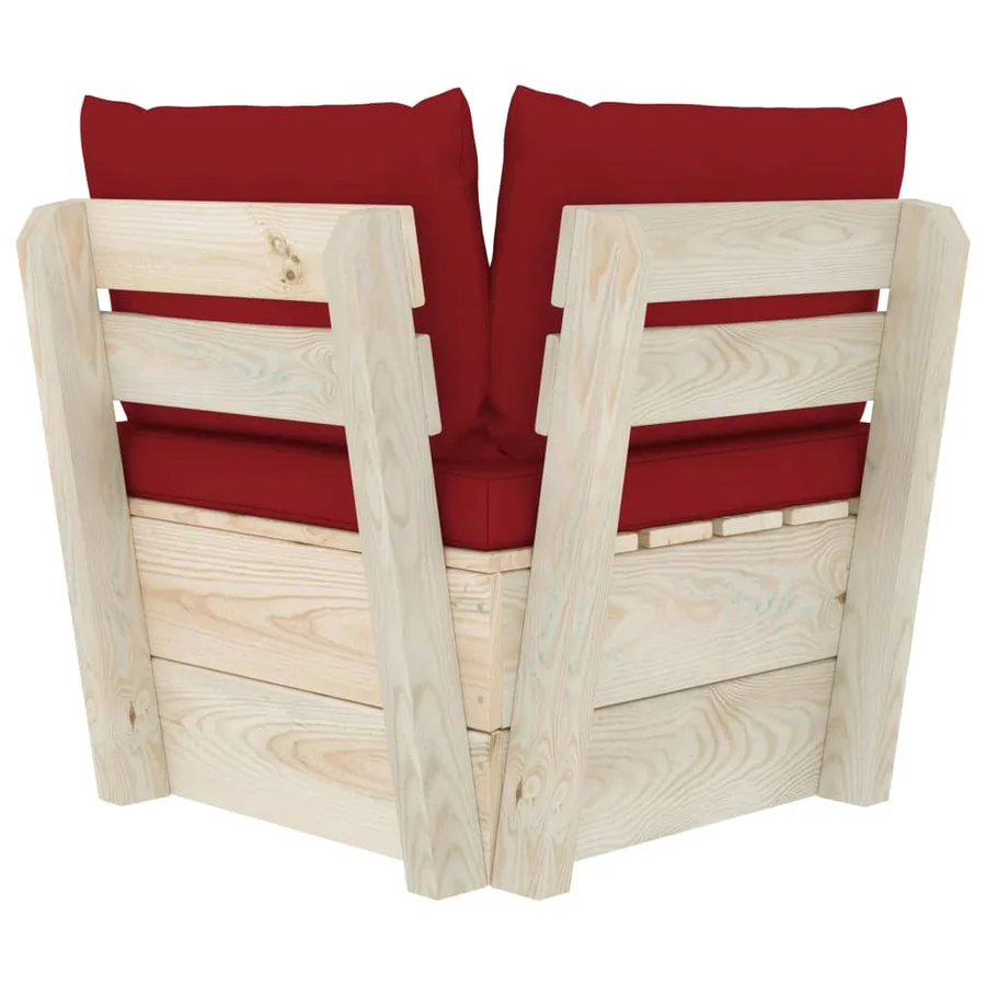 Canapé d'angle palette de jardin avec coussins Épicéa imprégné - 5